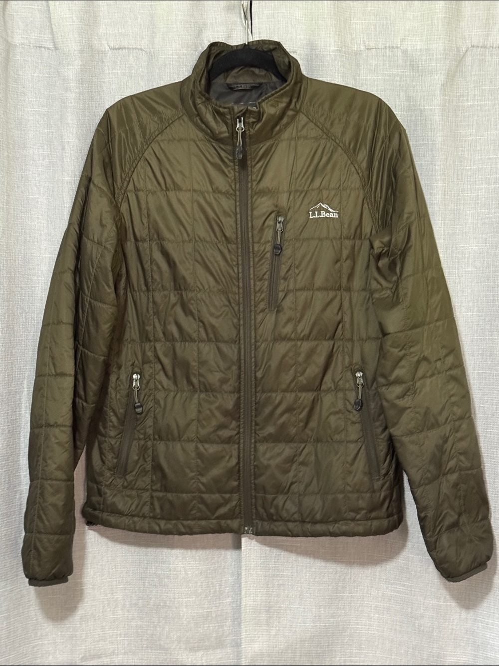 Men’s LL Bean Lightweight Primaloft Stowaway Puffer-Sz M-Dark Olive-Pockets-EUC